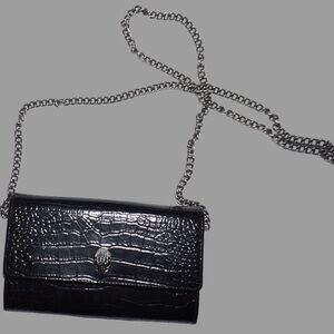 Kurt Geiger Black Croc-Embossed Crossbody Bag